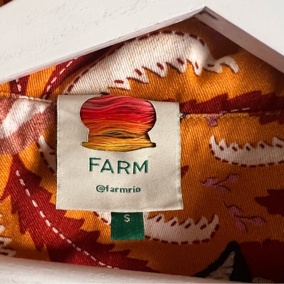 FARM Rio Yellow Palms Midi Ruffled Party Dress with Belt Size Small - Picture 4 of 12